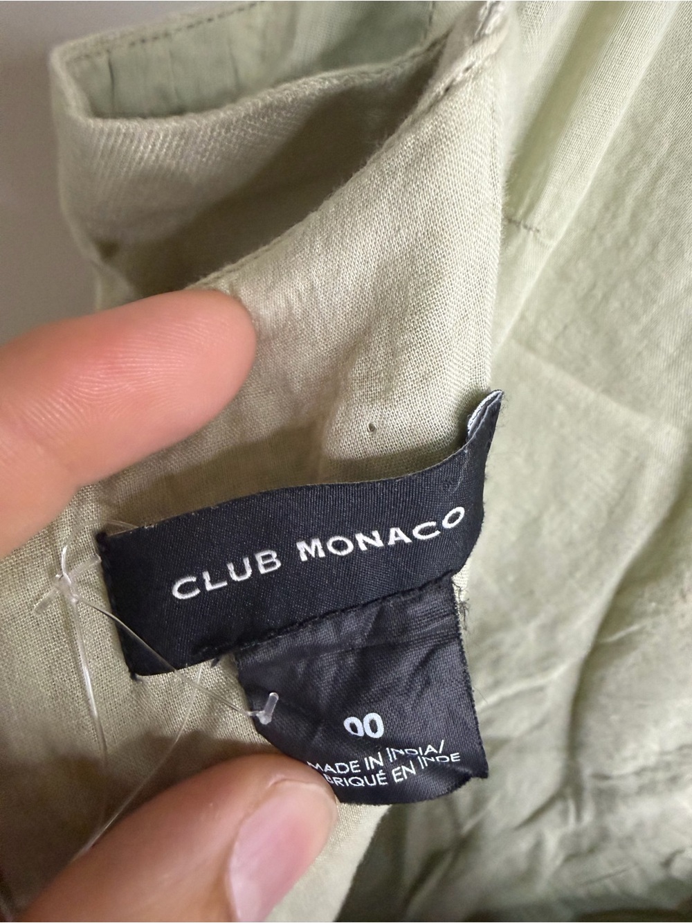 Club Monaco Light Olive Sleeveless V-Neck Wide-Leg Jumpsuit - Picture 8 of 13